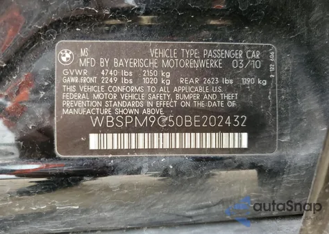 2011 BMW M3 from USA, damaged, VIN WBSPM9C50BE202432